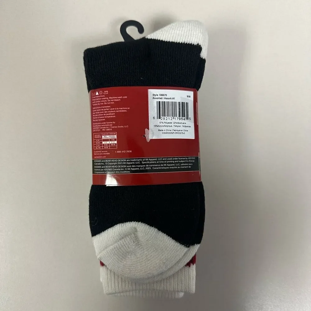 KODIAK Thermal Black White Red M US W 4-10 Buffalo Plaid Wool Boot Socks 2 Pack